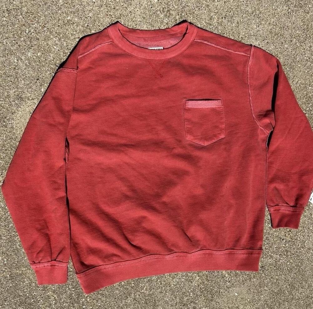 WE THE FREE Red Fleece Pullover Sweatshirt Women’s Size S Pocket